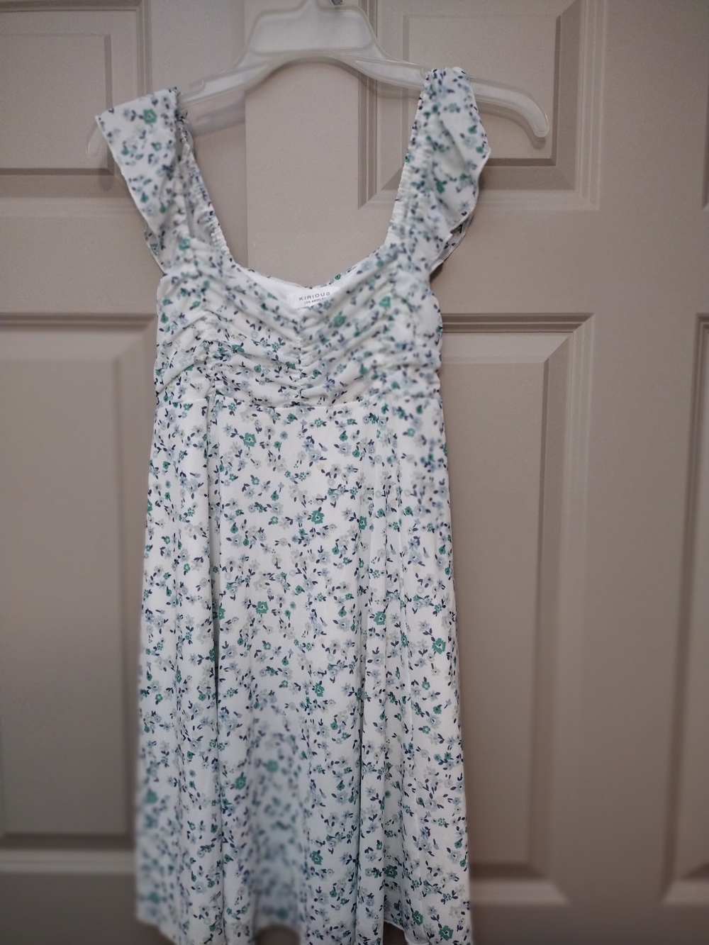 White Floral Ruffle-Strap Dress